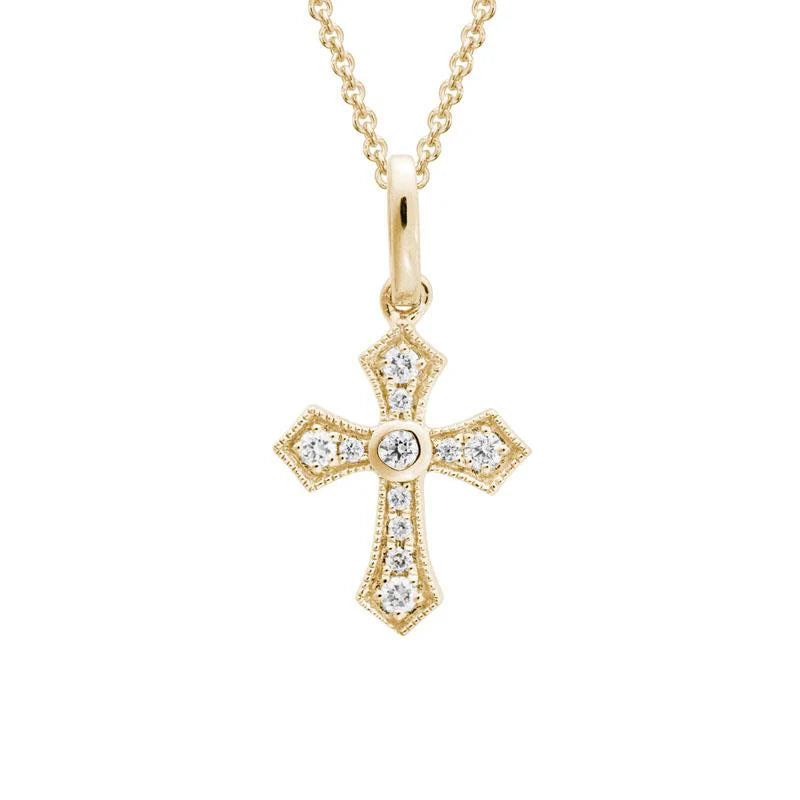 14 Karat Yellow Gold Diamond Cross 0.09ctw
