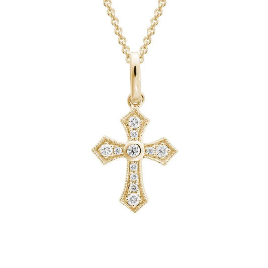 14 Karat Yellow Gold Diamond Cross 0.09ctw