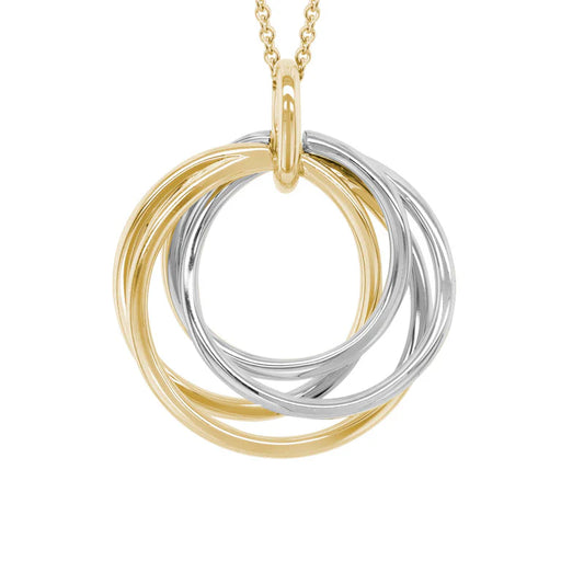 Two Tone 14 Karat Open Intertwined Circle Pendant