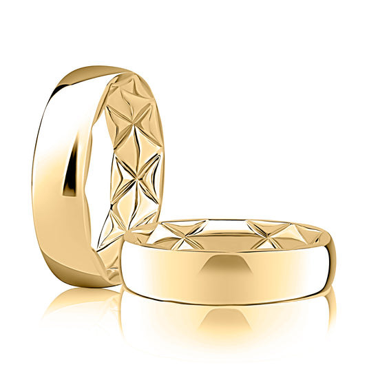 Gent's Yellow 14 Karat Quilted Interior Wedding Band 6mm