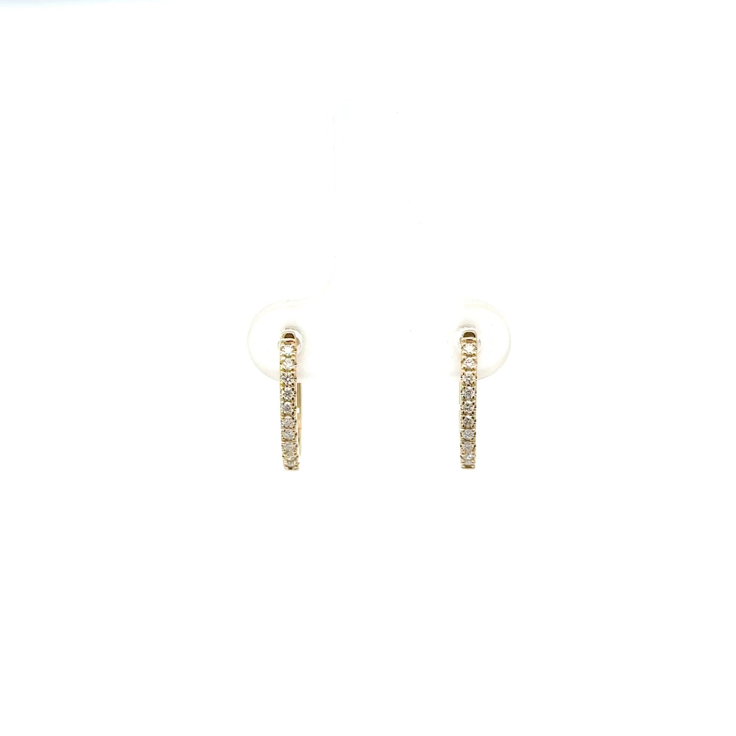 14 Karat Thin Oval Diamond Hoop Earrings