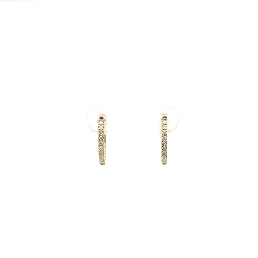 14 Karat Thin Oval Diamond Hoop Earrings