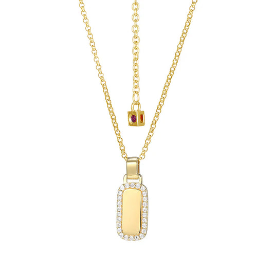 Yellow Sterling Silver Gold Plated Drop Pendant with CZs