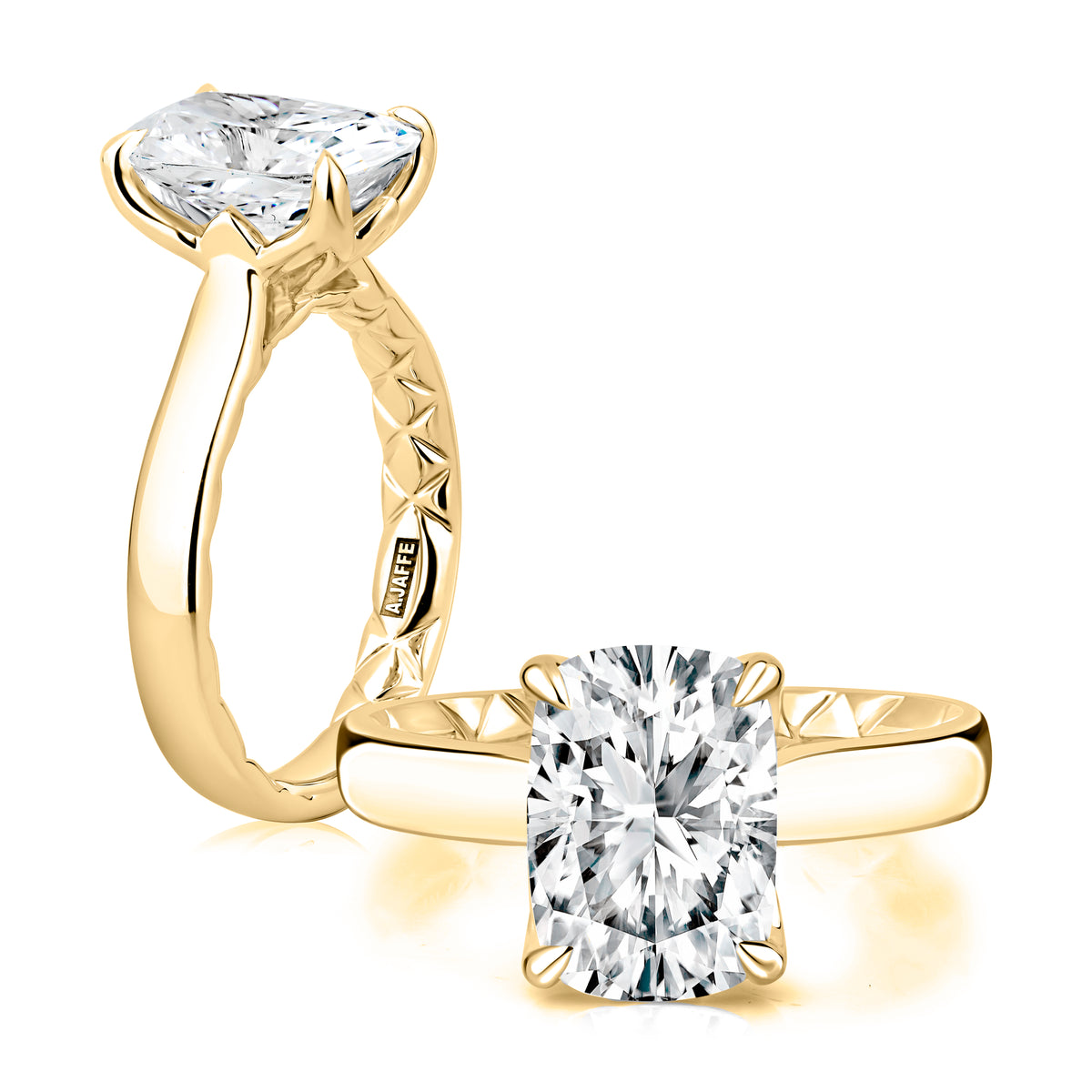18K 3mm Wide Cathedral Engagement Ring