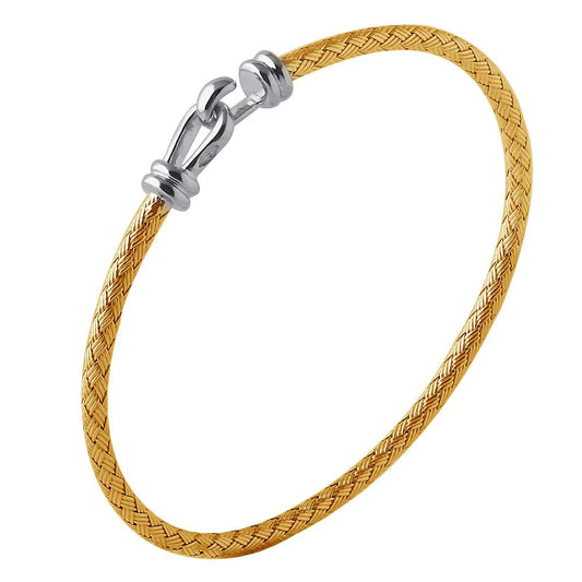 Sterling Silver Gold Plated Mesh Bangle Hook Bracelet