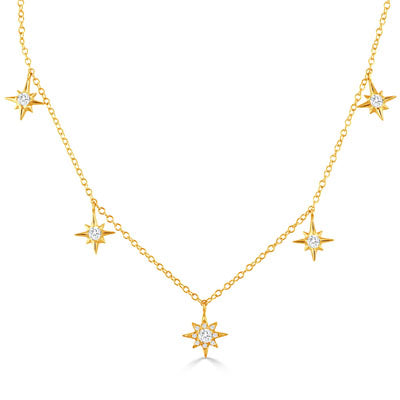 14K Diamond Star Dangle Necklace