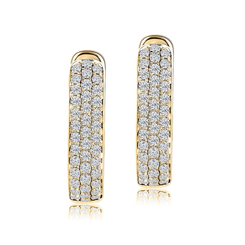 14 Karat Yellow Gold Wide Diamond Earrings