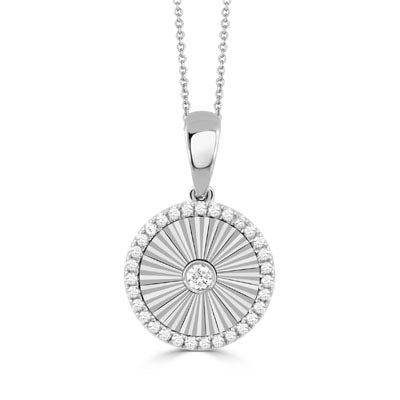 18 Karat White Gold Miracle Cut Diamond Pendant