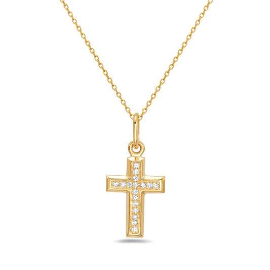 14K Diamond Cross Pendant