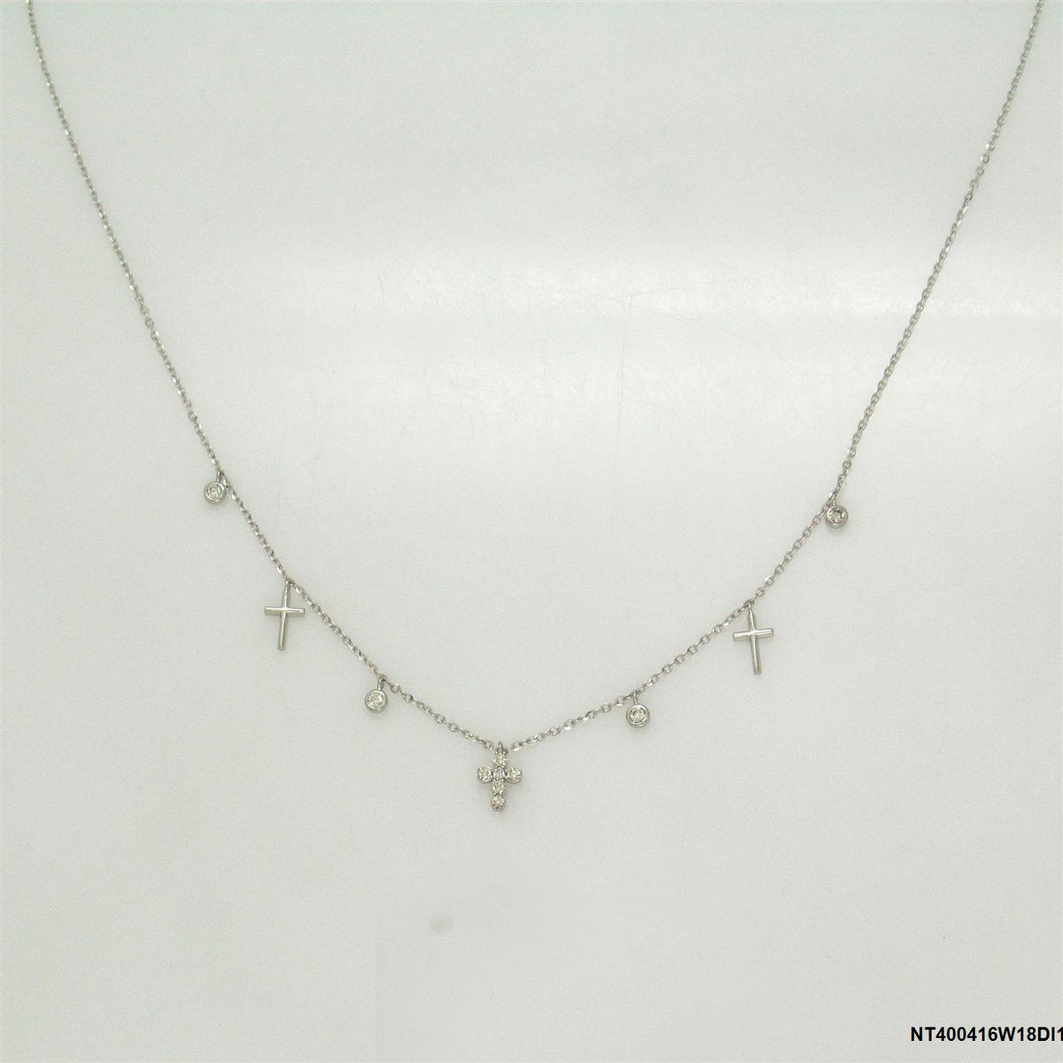 18K Diamond Cross Station Necklace
