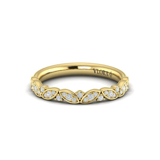 14 Karat Yellow Gold Diamond Stack Ring