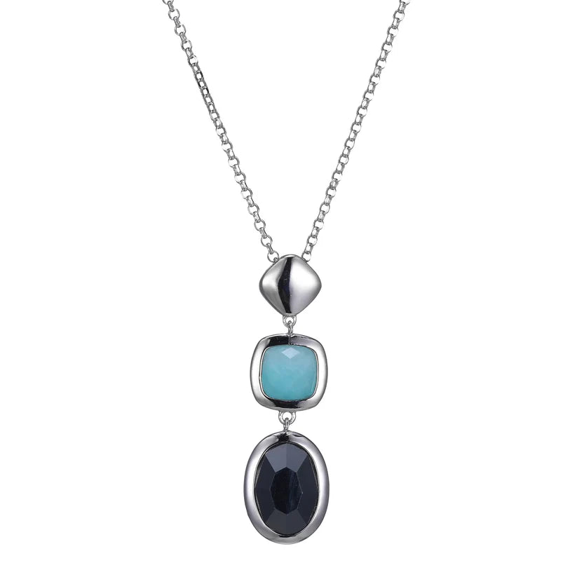 Sterling Silver Drop Amazonite and Hematite Pendant