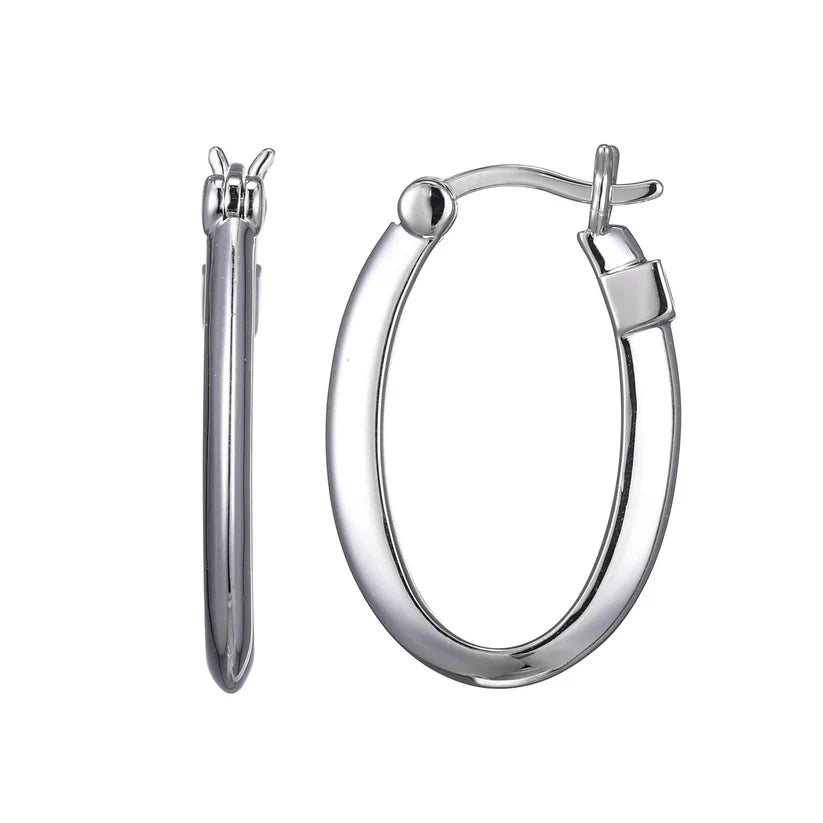 Sterling Silver Oval Hoop Earrings