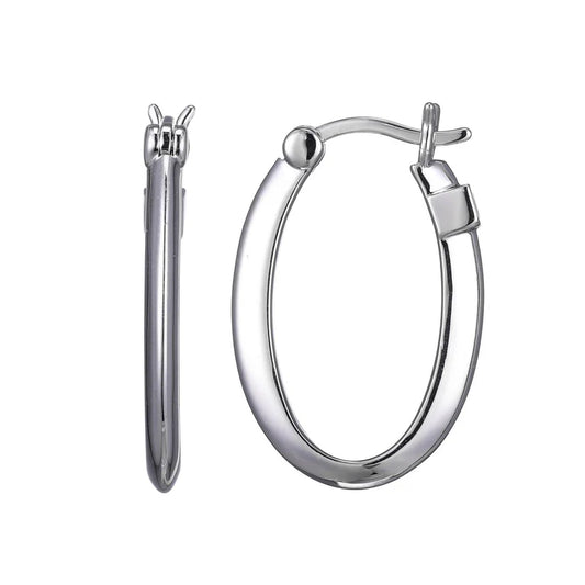 Sterling Silver Oval Hoop Earrings