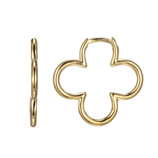 Sterling Silver Gold Plated Clover Hoop Earrings