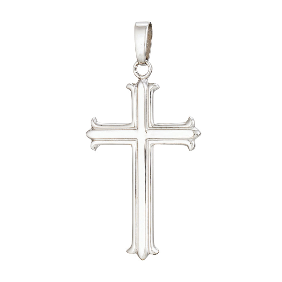 Sterling Silver Ribbed Filigree Edge Cross Pendant