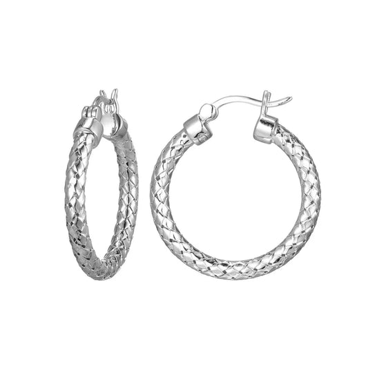 Sterling Silver Mesh Hoop Earrings