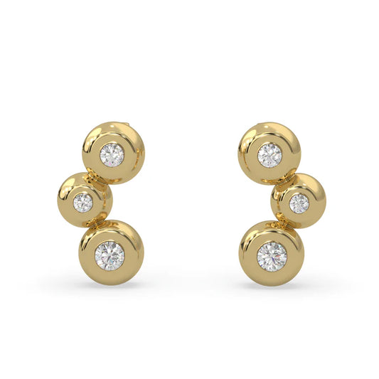 Yellow Modern Electrum Diamond Bezel Drop Earrings