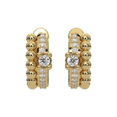 Yellow Modern Electrum Double Hoop Diamond Earrings