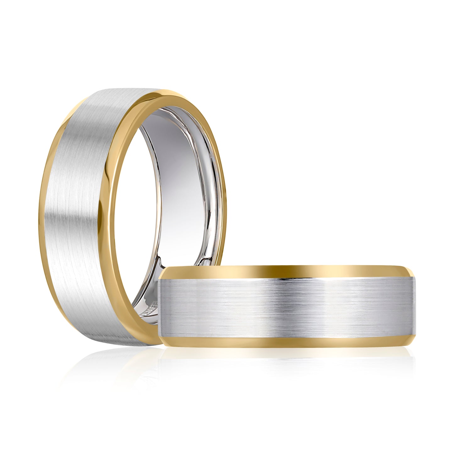 Gent's Two Tone 14 Karat Satin Expandable Wedding Band 6mm