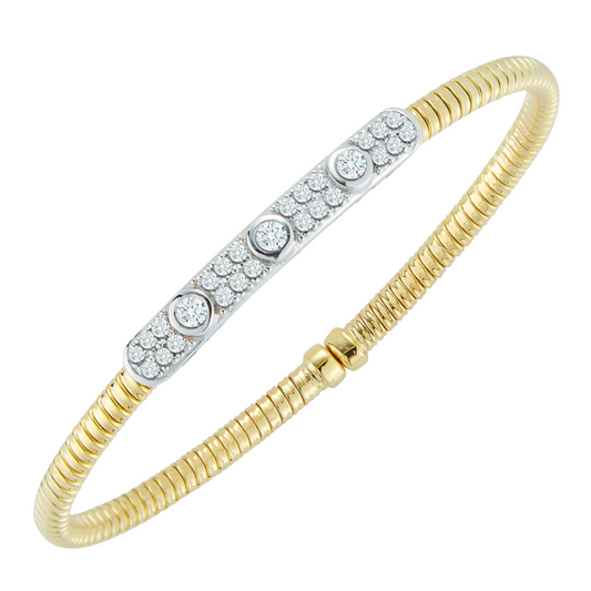 DA Gold Lady's Yellow 18 Karat Diamond Bar Cuff Bracelet