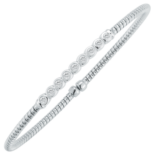 DA Gold Lady's White 18 Karat Diamond Bezel Cuff Bracelet