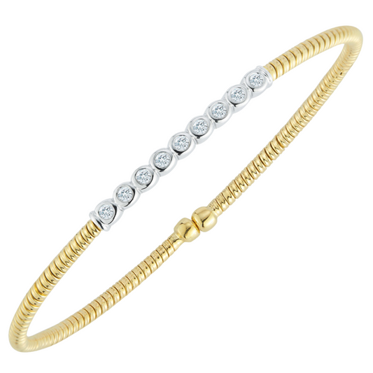 DA Gold Lady's 18 Karat Diamond Bezel Bar Cuff Bracelet
