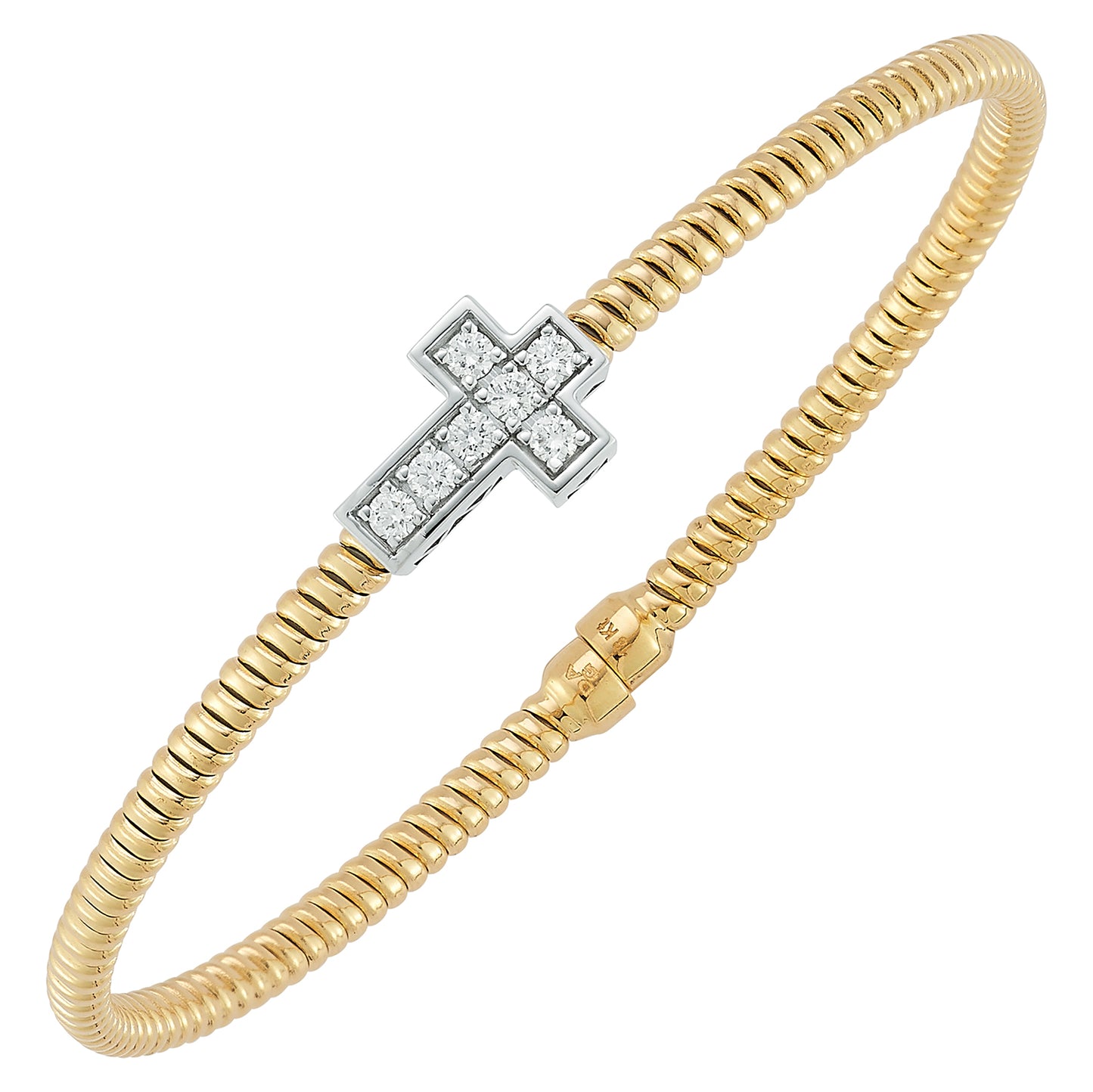 18k Yellow Diamond Cross Cuff Bracelet