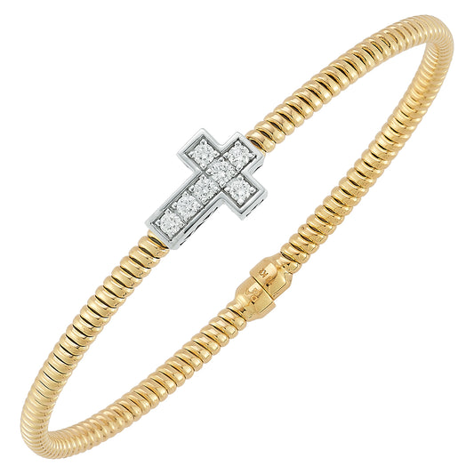 18k Yellow Diamond Cross Cuff Bracelet