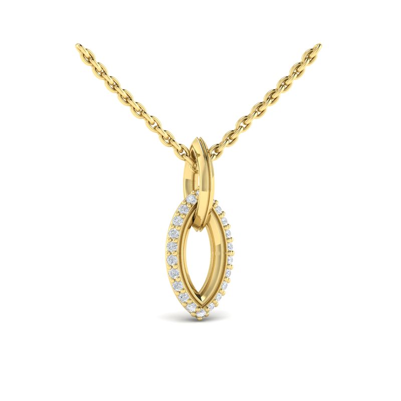 14 Karat Yellow Gold Diamond Open Marquise Pendant