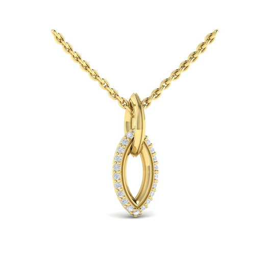 14 Karat Yellow Gold Diamond Open Marquise Pendant
