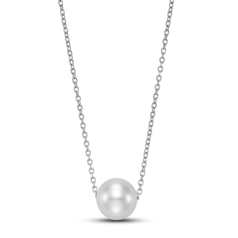 White 14 Karat Floating Pearl Necklace