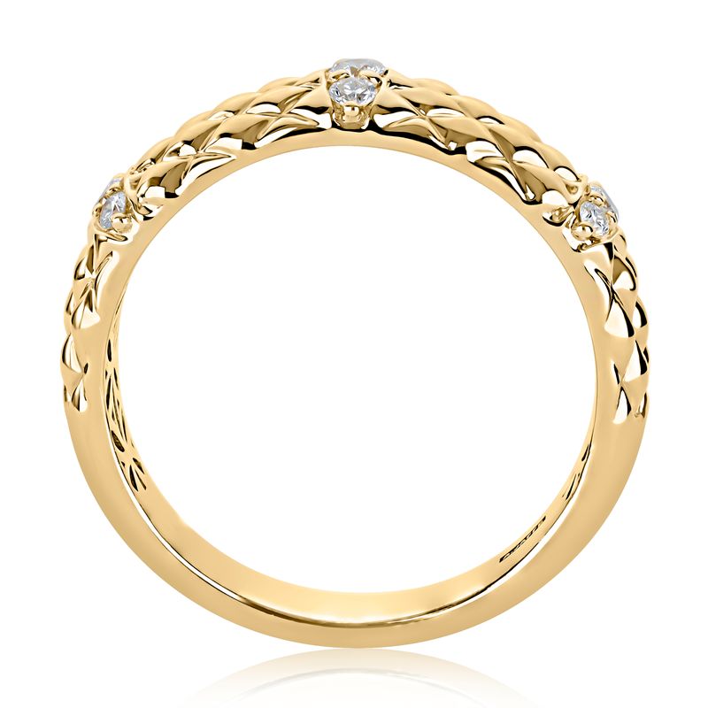 14 Karat Yellow Gold Quilted Diamond Fashion Ring