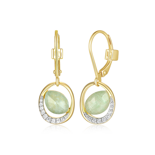 Elle Sterling Silver Gold Plated Amazonite and CZ Earrings