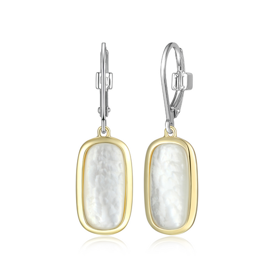 Elle Two Tone Sterling Silver Gold Plated Mother of Pearl Earrings