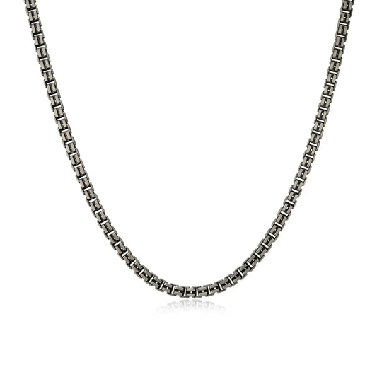 Sterling Silver Gunmetal Franco Link Chain