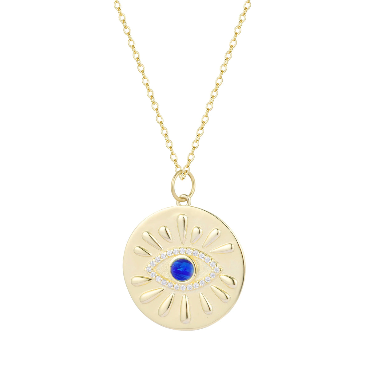 Sterling Silver Gold Plated Evil Eye Medallion Pendant