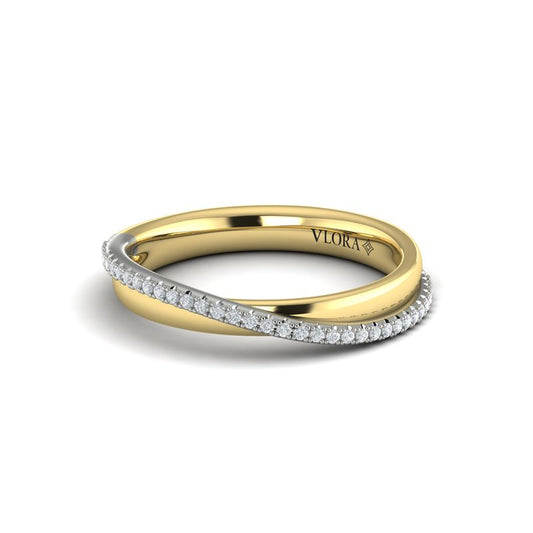 Two Tone 14 Karat Diamond Criss Cross Ring
