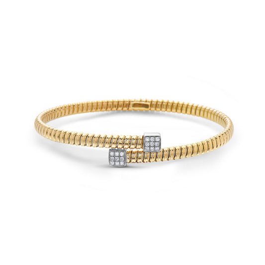 Two Tone 18 Karat Diamond Bypass Cuff Bracelet