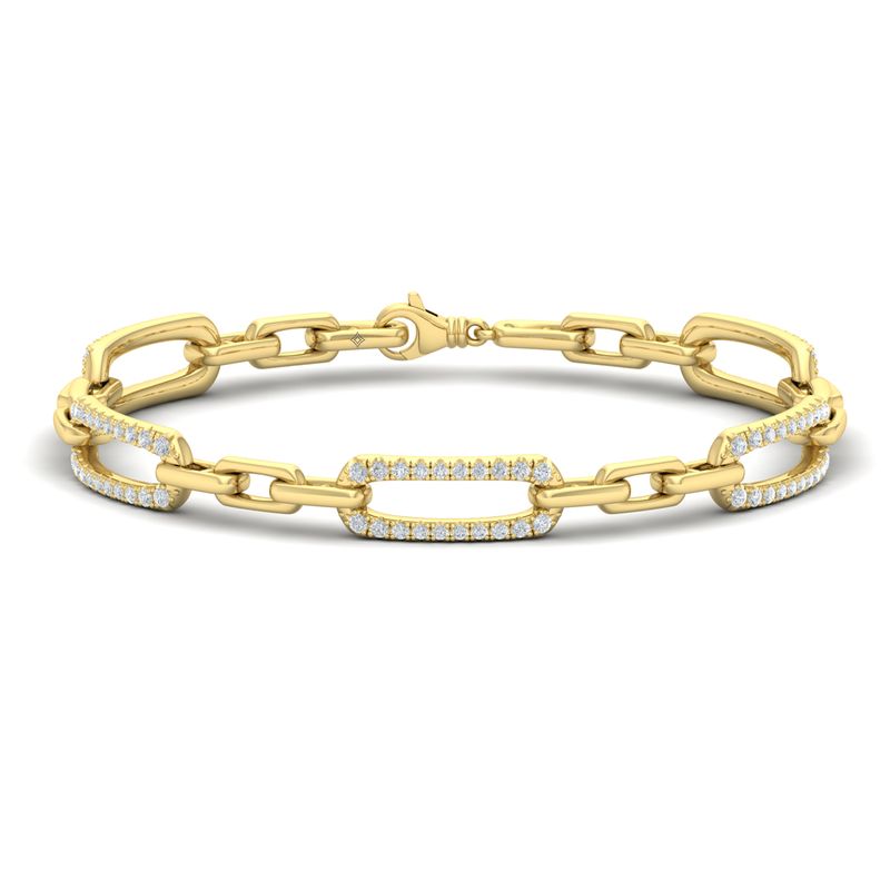 14 Karat Yellow Gold Diamond Paperclip Bracelet 1.04ctw