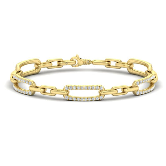 14 Karat Yellow Gold Diamond Paperclip Bracelet 1.04ctw