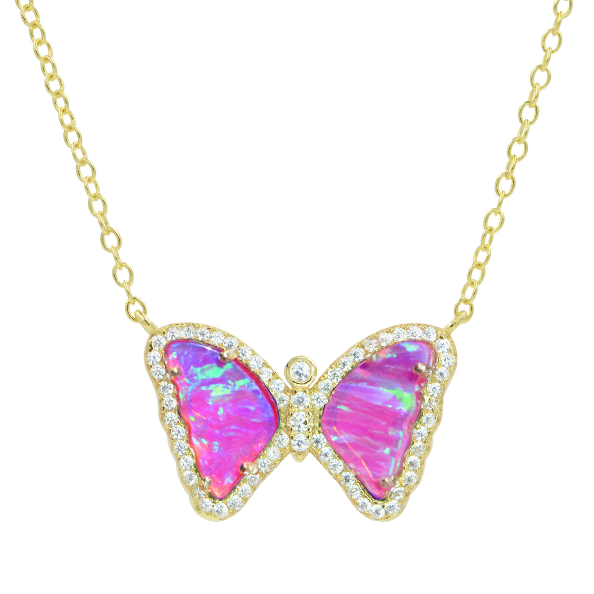 Sterling Silver Gold Plated Fuchsia Butterfly Pendant