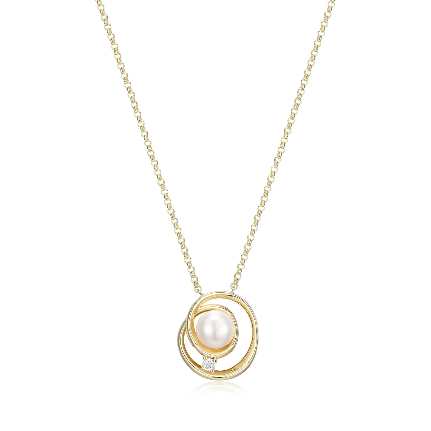 Elle Yellow Sterling Silver Gold Plated Pearl and Moissanite Necklace