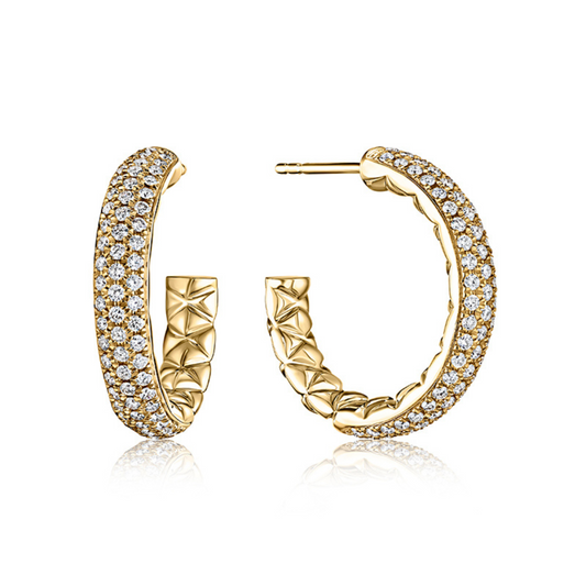 A. Jaffe Pave Diamond Quilted Hoop Earrings