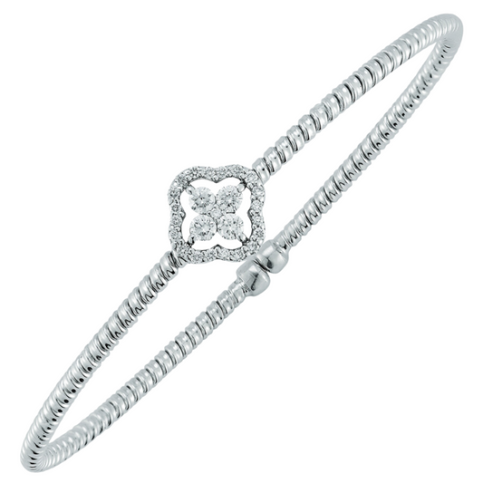 DA Gold Lady's White 18 Karat Diamond Quatrefoil Cuff Bracelet