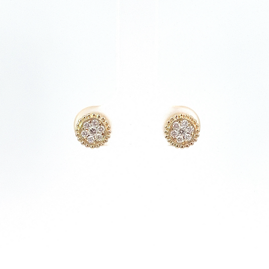 Yellow 14k Diamond Cluster Studs