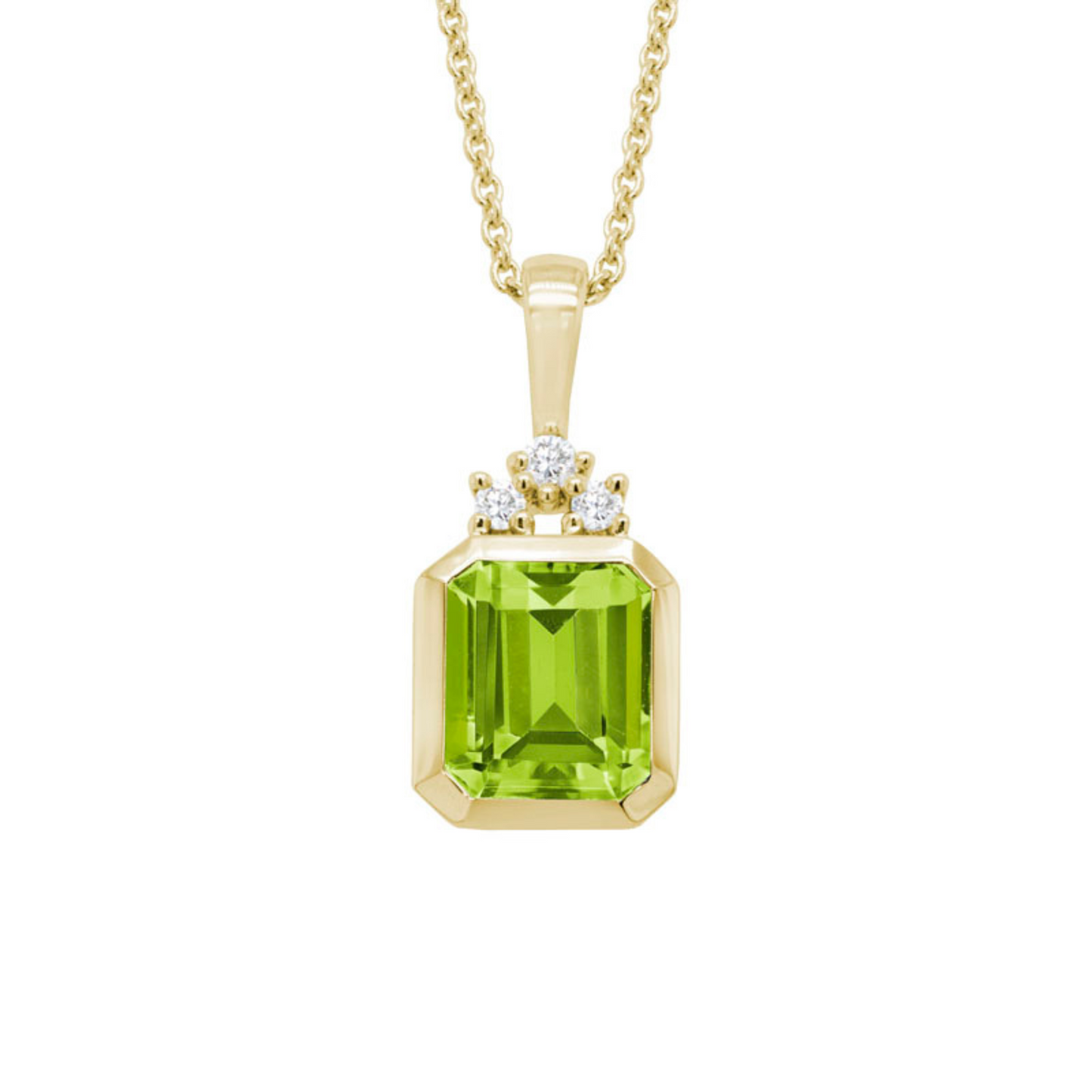 Peridot and Diamond 14k Yellow Gold Drop Pendant