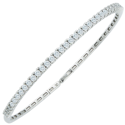 DA Gold's Lady's White 18 Karat Diamond Tennis Cuff Bracelet