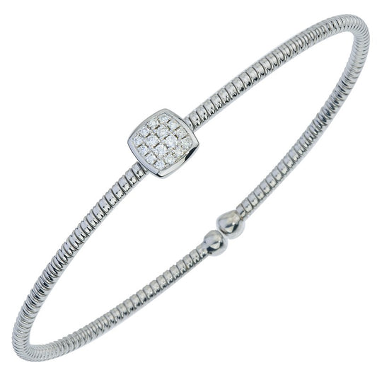 DA Gold Lady's White 18 Karat Single Station Diamond Cuff Bracelet