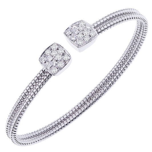 DA Gold Lady's White 18 Karat Open Cuff Pave Diamond Bracelet